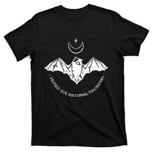 Protect Our Nocturnal Polalinators Bat With Moon Halloween T-Shirt