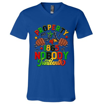 Property Of Nobody Junenth American African Freedom Gift V-Neck T-Shirt