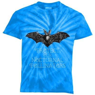 Protect Our Nocturnal Pollinators Bat Moon Phases Halloween Kids Tie-Dye T-Shirt