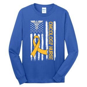 Pediatric Oncology Nurse Rn Patriotic American Usa Flag Gift Cute Gift Tall Long Sleeve T-Shirt