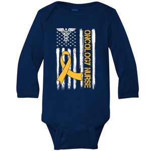 Pediatric Oncology Nurse Rn Patriotic American Usa Flag Gift Cute Gift Baby Long Sleeve Bodysuit