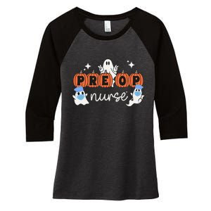 Pre Op Nurse Halloween Preoperative Nurse Ghost Boo Crew Women's Tri-Blend 3/4-Sleeve Raglan Shirt