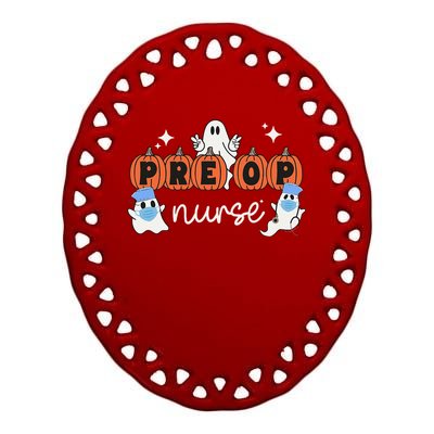 Pre Op Nurse Halloween Preoperative Nurse Ghost Boo Crew Ceramic Oval Ornament