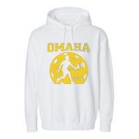 Pickleball Omaha Nebraska Garment-Dyed Fleece Hoodie