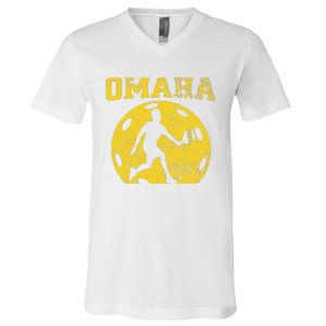 Pickleball Omaha Nebraska V-Neck T-Shirt