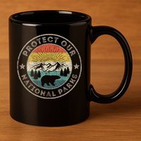 Protect Our National Parks Retro Hiking Gift 11oz C Handle Ceramic Mug