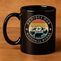Protect Our National Parks Retro Hiking Gift 11oz C Handle Ceramic Mug
