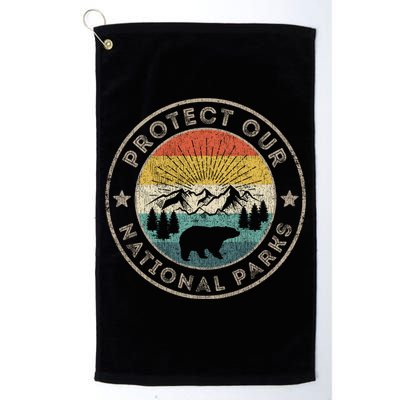 Protect Our National Parks Retro Hiking Gift Golf Towel