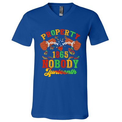 Property Of Nobody Junenth American African Freedom Great Gift V-Neck T-Shirt