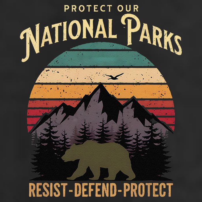 Protect Our National Parks Hiking Camping Souvenir 7 Panel Mesh Trucker Snapback Hat