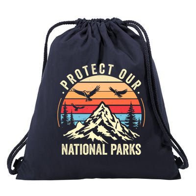 Protect Our National Parks Retro Nature Conservation Drawstring Bag