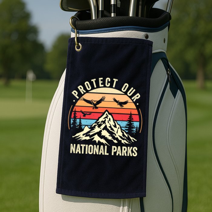Protect Our National Parks Retro Nature Conservation Golf Towel