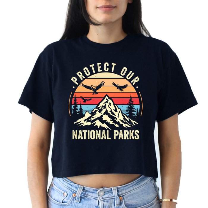 Protect Our National Parks Retro Nature Conservation Women's Crop Top Tee