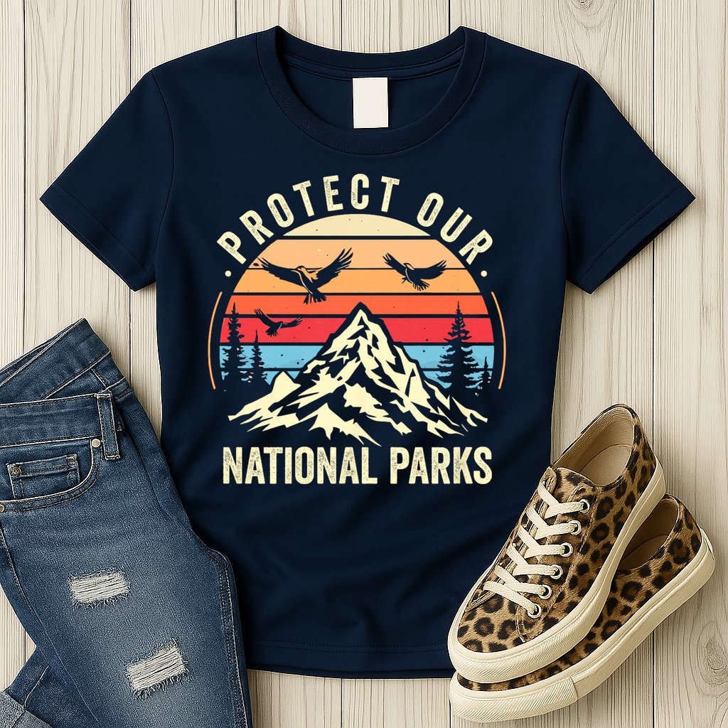 Protect Our National Parks Retro Nature Conservation Womens T-Shirt