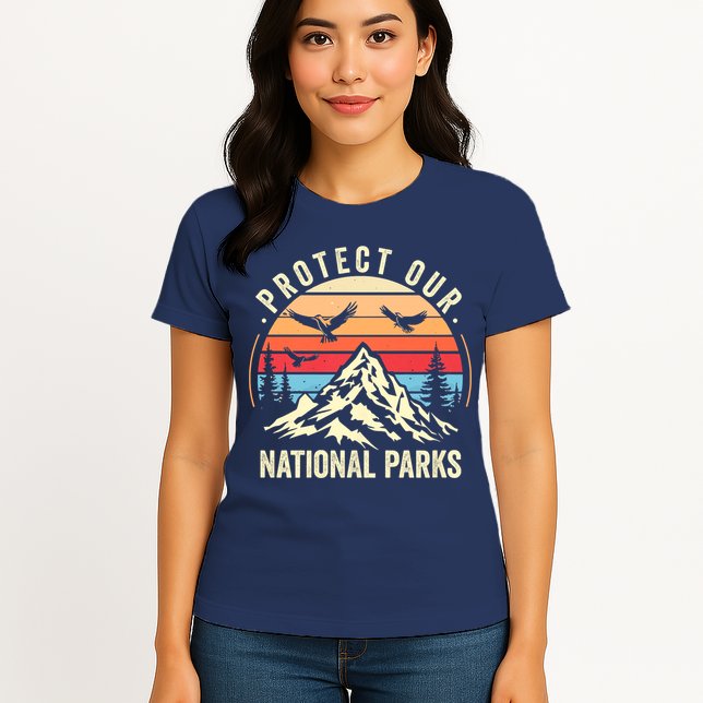 Protect Our National Parks Retro Nature Conservation Womens T-Shirt