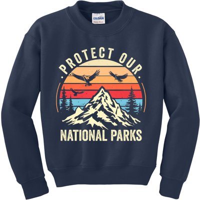 Protect Our National Parks Retro Nature Conservation Kids Sweatshirt