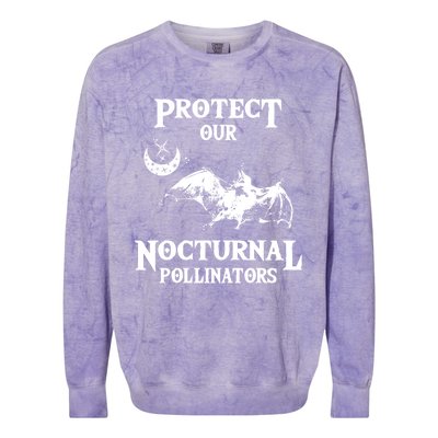 Protect Our Nocturnal Pollinators Gift Bat With Moon Art Cool Gift Colorblast Crewneck Sweatshirt