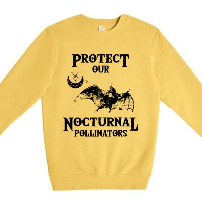 Protect Our Nocturnal Pollinators Gift Bat With Moon Art Cool Gift Premium Crewneck Sweatshirt