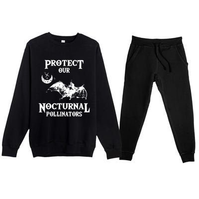 Protect Our Nocturnal Pollinators Gift Bat With Moon Art Cool Gift Premium Crewneck Sweatsuit Set