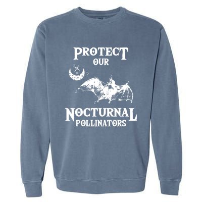 Protect Our Nocturnal Pollinators Gift Bat With Moon Art Cool Gift Garment-Dyed Sweatshirt