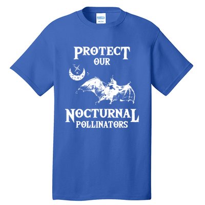 Protect Our Nocturnal Pollinators Gift Bat With Moon Art Cool Gift Tall T-Shirt