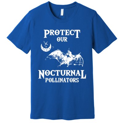 Protect Our Nocturnal Pollinators Gift Bat With Moon Art Cool Gift Premium T-Shirt