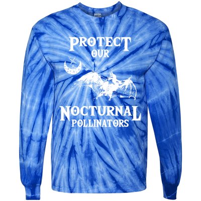 Protect Our Nocturnal Pollinators Gift Bat With Moon Art Cool Gift Tie-Dye Long Sleeve Shirt