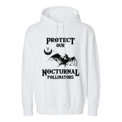 Protect Our Nocturnal Pollinators Gift Bat With Moon Art Cool Gift Garment-Dyed Fleece Hoodie