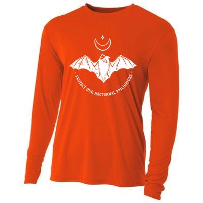 Protect Our Nocturnal Polalinators Bat With Moon Halloween Meaningful Gift Cooling Performance Long Sleeve Crew