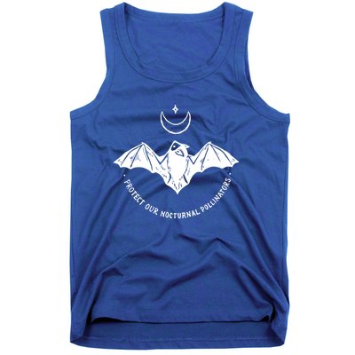 Protect Our Nocturnal Polalinators Bat With Moon Halloween Meaningful Gift Tank Top