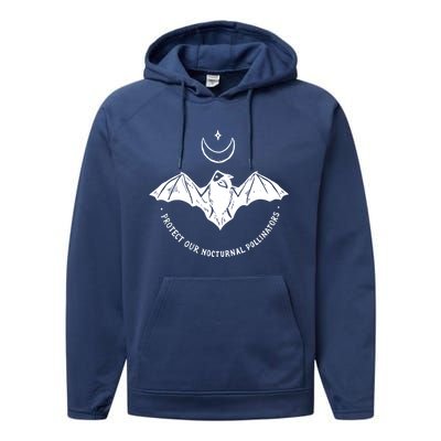 Protect Our Nocturnal Polalinators Bat With Moon Halloween Meaningful Gift Performance Fleece Hoodie