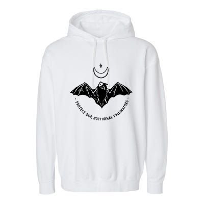 Protect Our Nocturnal Polalinators Bat With Moon Halloween Meaningful Gift Garment-Dyed Fleece Hoodie