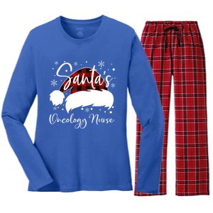 Pediatric Oncology Nurse Elf Oncology Nurse Santas Favorite Gift Women's Long Sleeve Flannel Pajama Set 