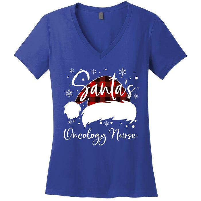 Pediatric Oncology Nurse Elf Oncology Nurse Santas Favorite Gift Women's V-Neck T-Shirt