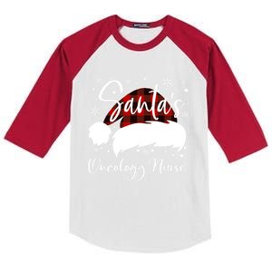 Pediatric Oncology Nurse Elf Oncology Nurse Santas Favorite Gift Kids Colorblock Raglan Jersey