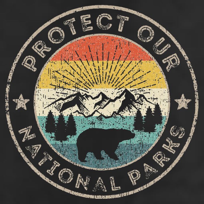 Protect Our National Parks Retro Hiking 7 Panel Mesh Trucker Snapback Hat