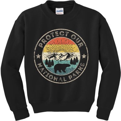 Protect Our National Parks Retro Hiking Kids Sweatshirt