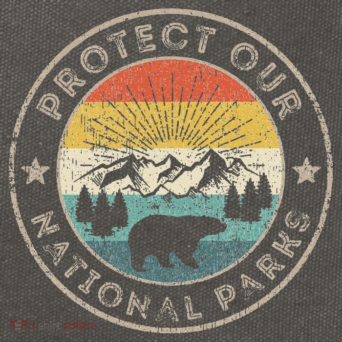Protect Our National Parks Retro Hiking Cotton Canvas Backpack