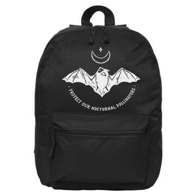 Protect Our Nocturnal Polalinators Bat With Moon Halloween 16 in Basic Backpack