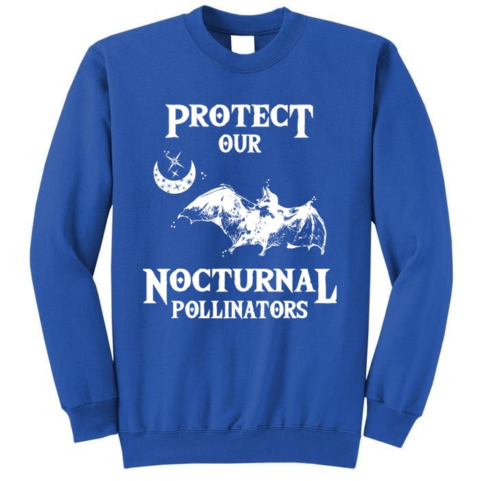 Protect Our Nocturnal Pollinators Funny Gift Bat With Moon Art Cool Gift Sweatshirt