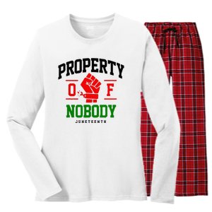 Property Of Nobody Juneteenth Black woman Gifts Women's Long Sleeve Flannel Pajama Set 