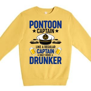 Pontoon Captain Like A Regular Captain Only More Drunker Beer Premium Crewneck Sweatshirt