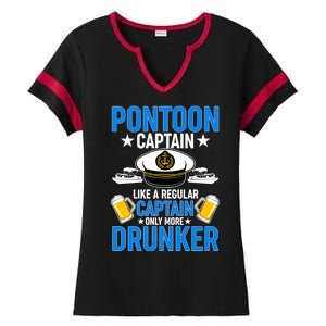 Pontoon Captain Like A Regular Captain Only More Drunker Beer Ladies Halftime Notch Neck Tee