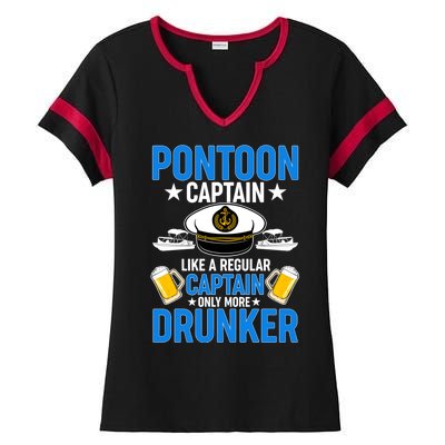 Pontoon Captain Like A Regular Captain Only More Drunker Beer Ladies Halftime Notch Neck Tee