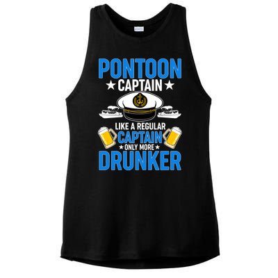 Pontoon Captain Like A Regular Captain Only More Drunker Beer Ladies PosiCharge Tri-Blend Wicking Tank