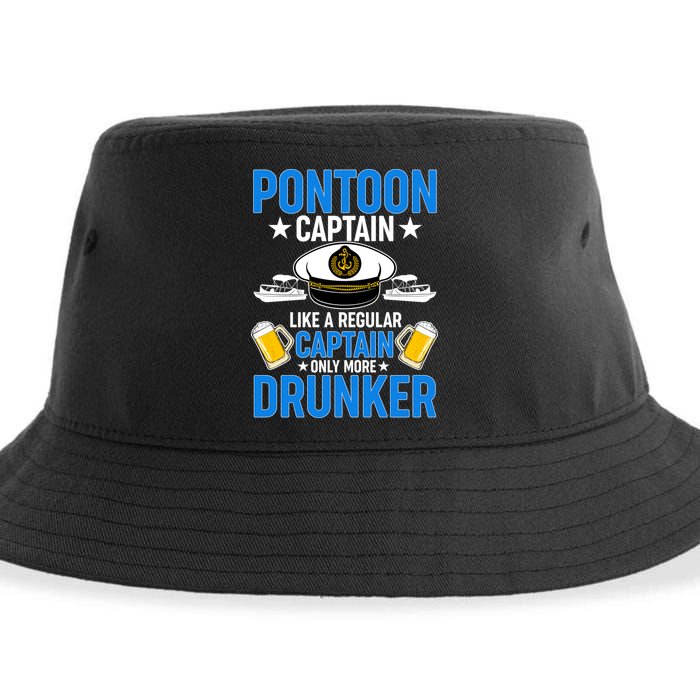 Pontoon Captain Like A Regular Captain Only More Drunker Beer Sustainable Bucket Hat