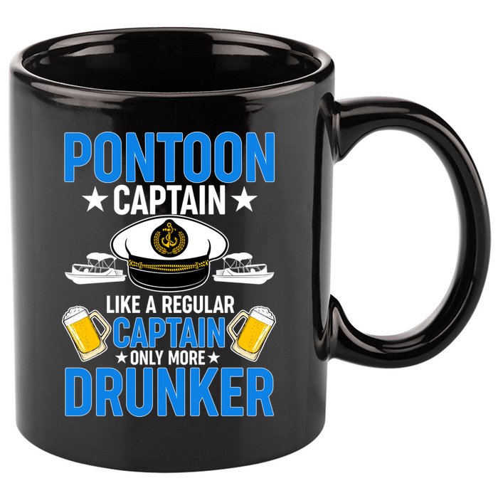 Pontoon Captain Like A Regular Captain Only More Drunker Beer 11oz C Handle Ceramic Mug