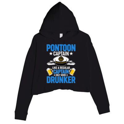 Pontoon Captain Like A Regular Captain Only More Drunker Beer Crop Fleece Hoodie