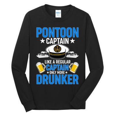 Pontoon Captain Like A Regular Captain Only More Drunker Beer Tall Long Sleeve T-Shirt