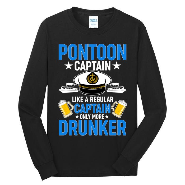 Pontoon Captain Like A Regular Captain Only More Drunker Beer Tall Long Sleeve T-Shirt